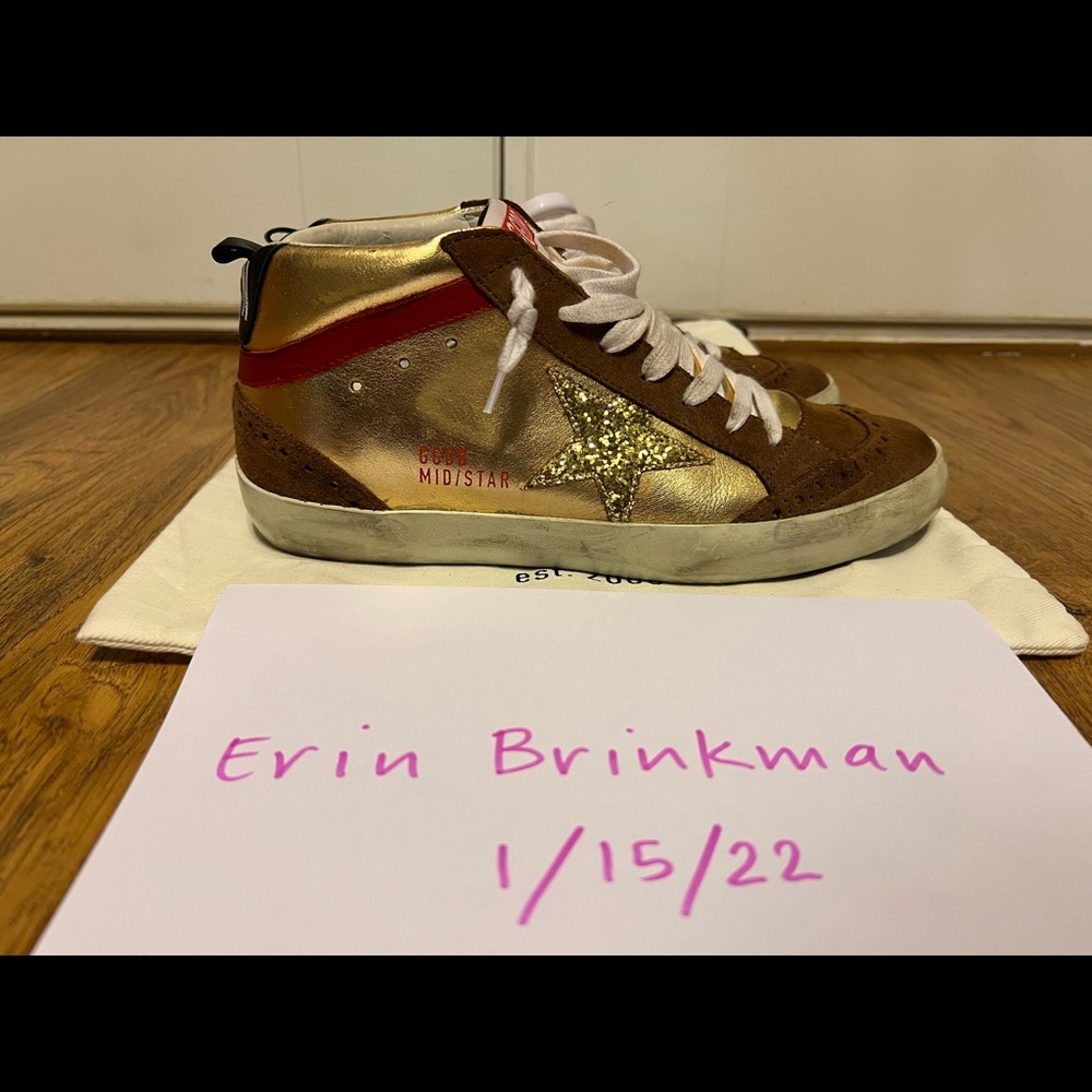 Golden Goose Mid Stars - Gold metallic leather/Brown suede - Excellent Condition